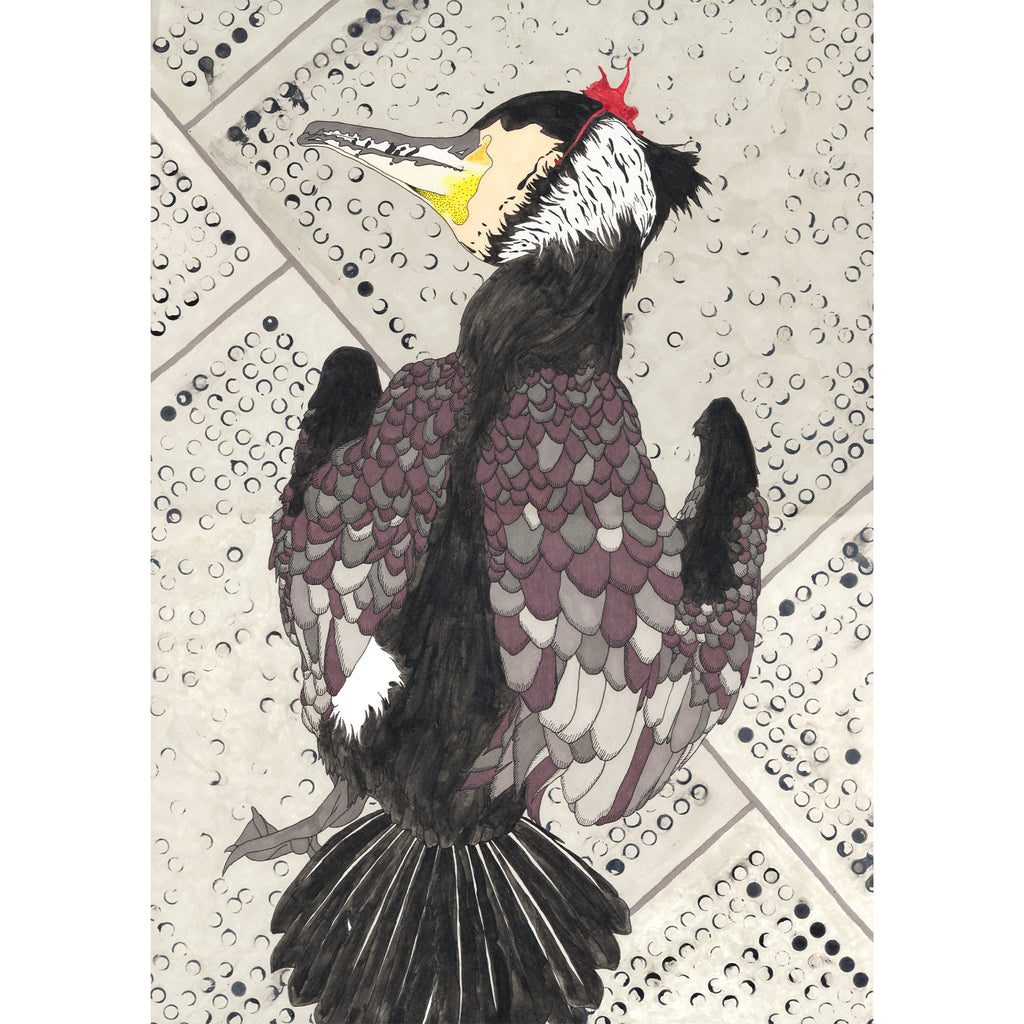 Cormorant, Ink & Marker on Paper